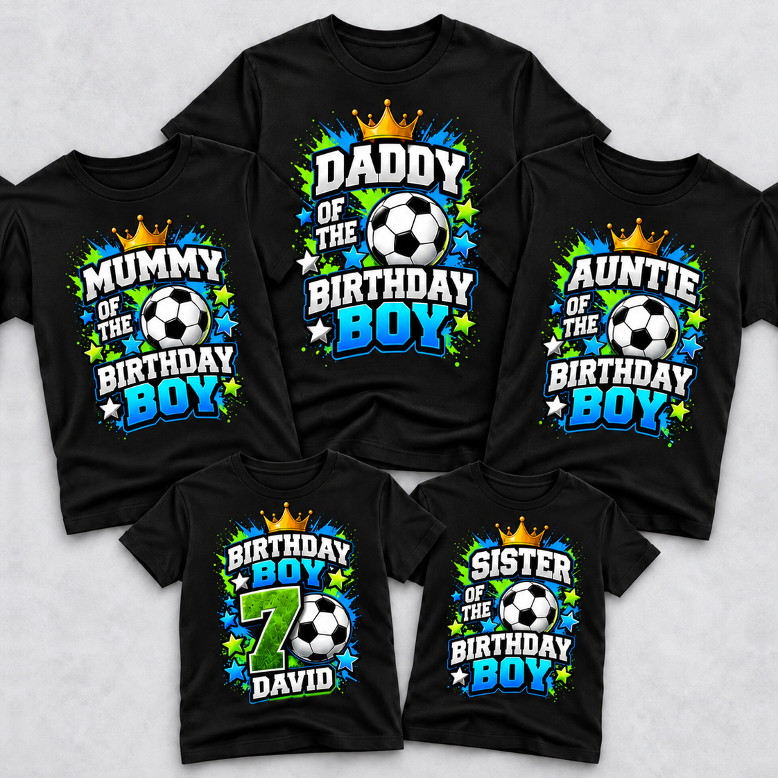 Personalised Football Birthday Family Matching T-Shirts