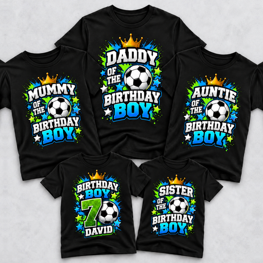 Personalised Football Birthday Family Matching T-Shirts