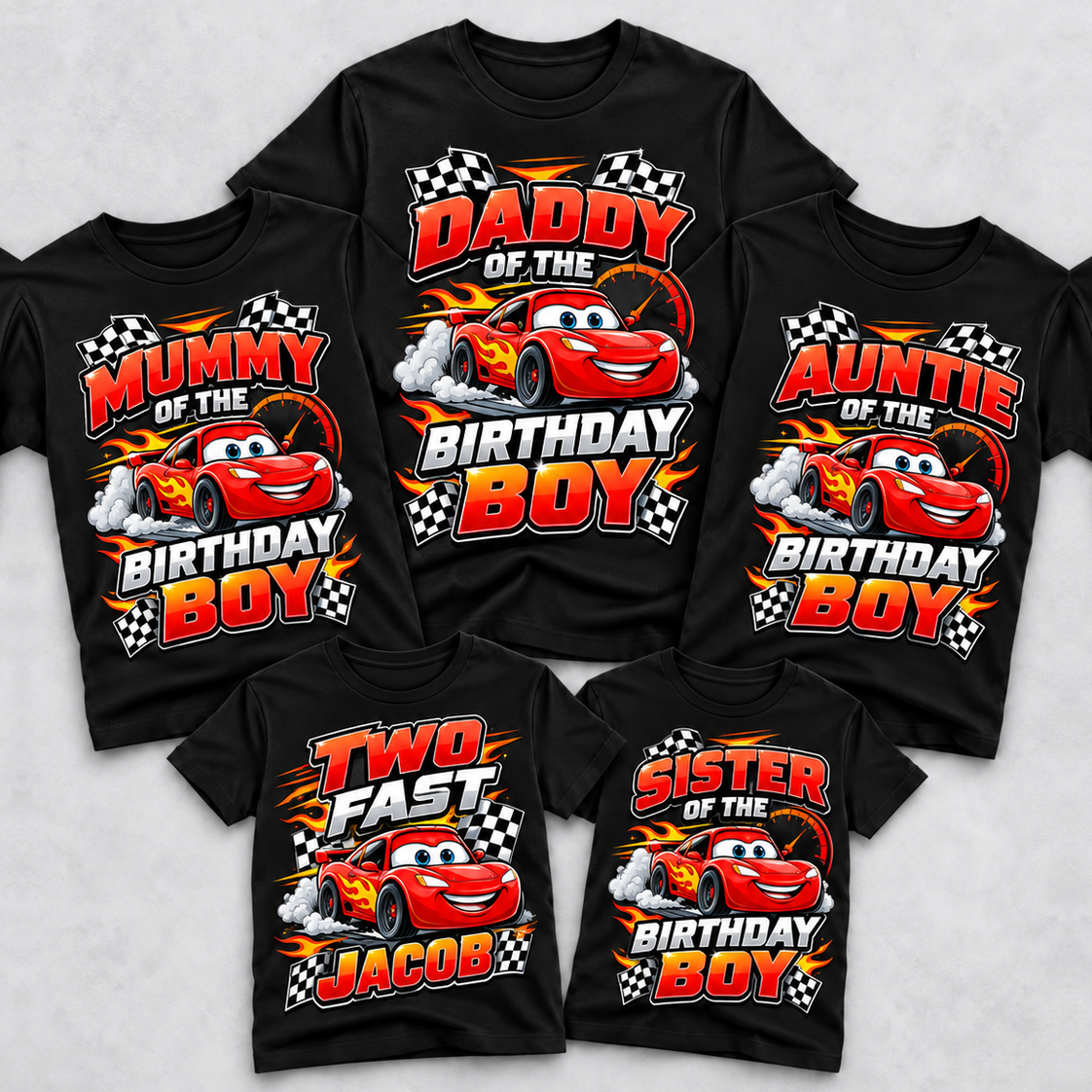 Personalised Racing Birthday Family Matching T-Shirts
