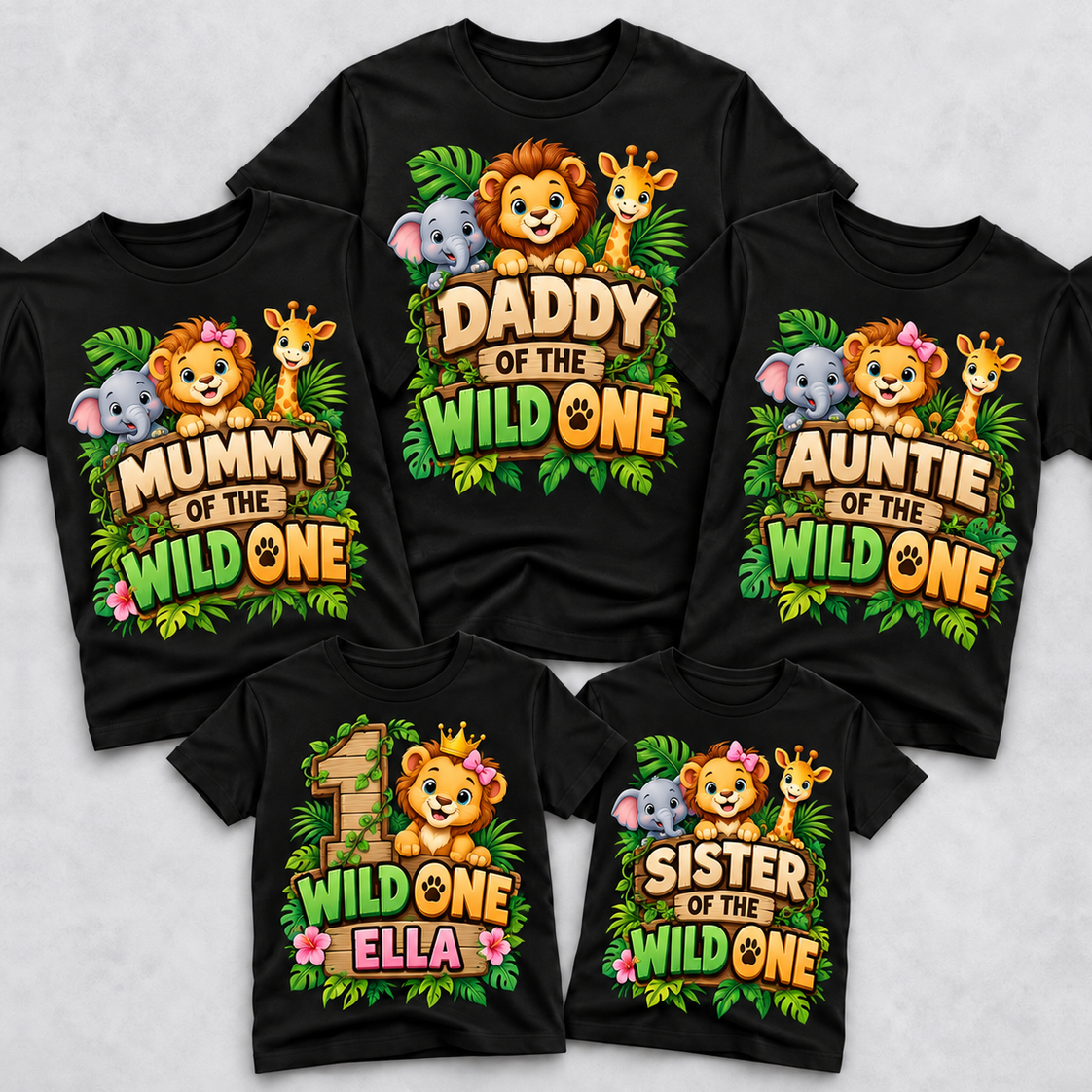 Personalised Wild One Safari Family Matching T-Shirts