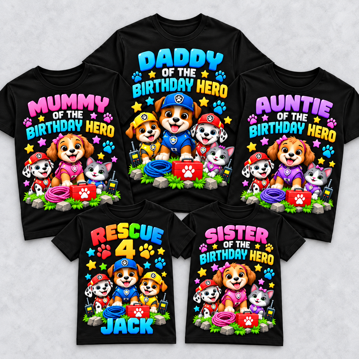 Rescue Hero birthday family matching T-shirts