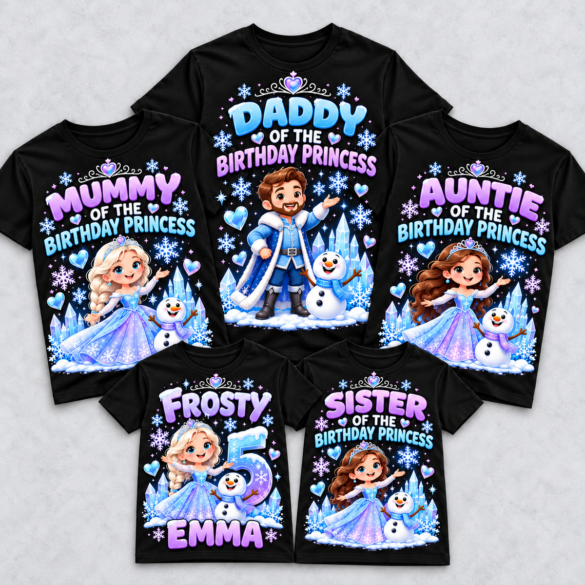 Winter Magic Princess birthday family matching T-shirts