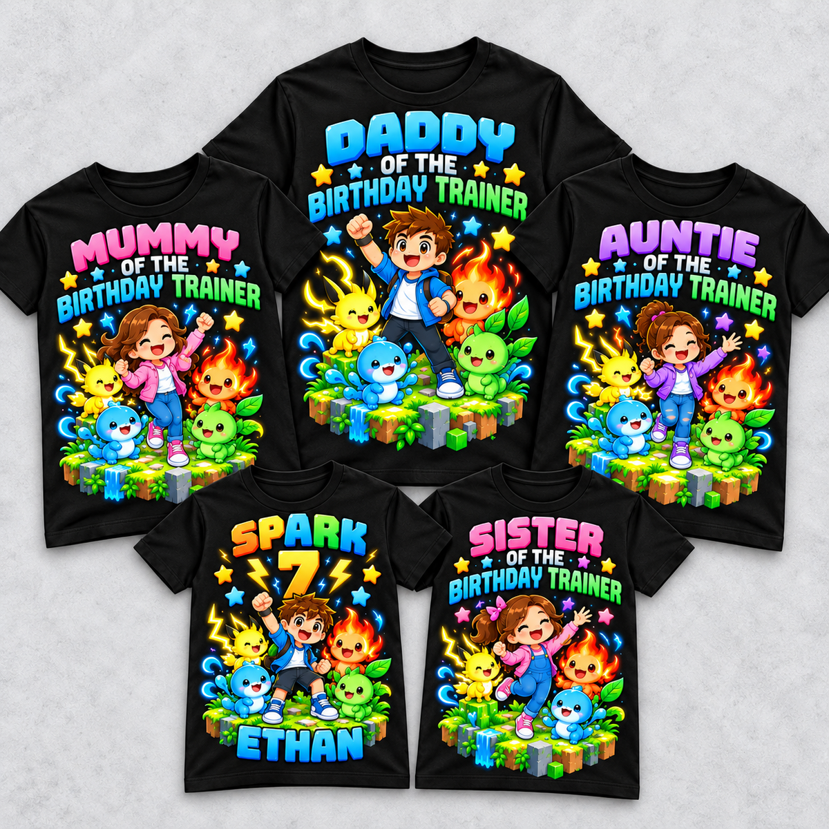 Creature Trainer birthday family matching T-shirts