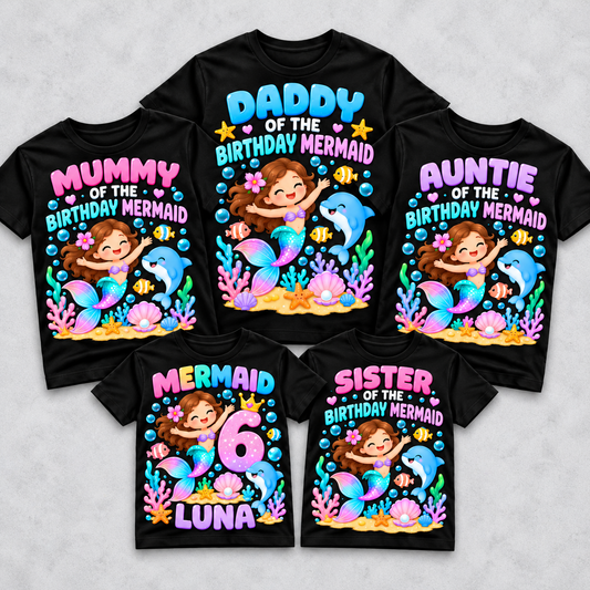 Mermaid birthday family matching T-shirts