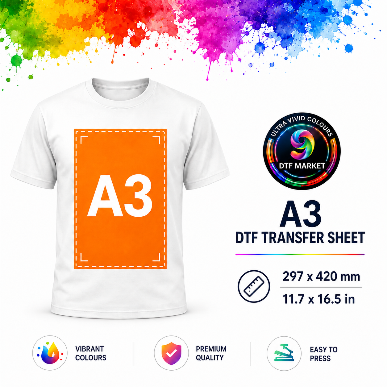 A3 DTF Transfer Sheet 297 x 420 mm custom print by DTF Market