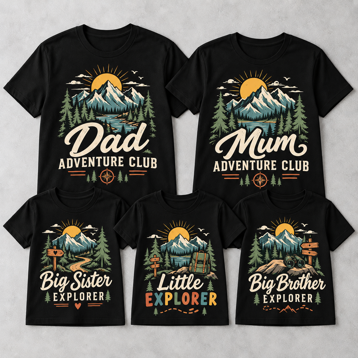 Family Adventure Club matching T-shirts