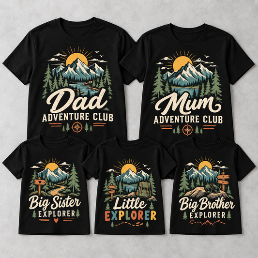 Family Adventure Club matching T-shirts