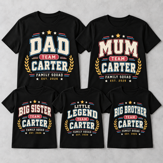 Personalised Family Squad matching T-shirts